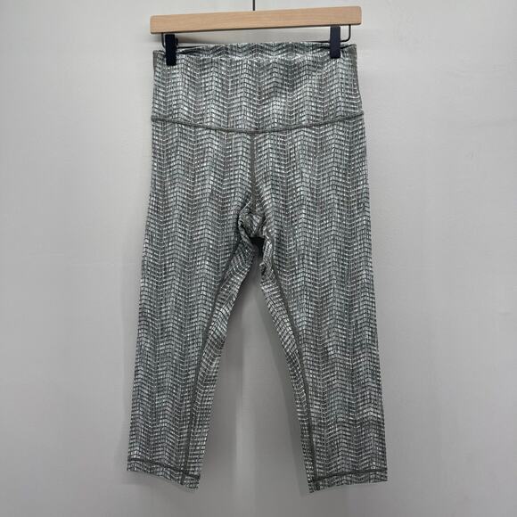 Lululemon‎ Wunder Under Crop 21" Womens 10 Full-On Luon Olive Grey Sage W6AY5S - Picture 1 of 6